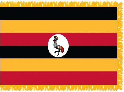 FWI-240-3X5UGANDA Uganda 3' x 5' Indoor Flag with Pole Sleeve and Fringe-0