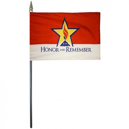 HRM-46 Honor & Remember 4'' x 6" Rayon Stick Flag-0