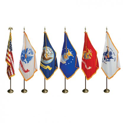 MPS-100 7' Pole/ 3' x 5' Flag- Military & U.S. Indoor Presentation Set -0