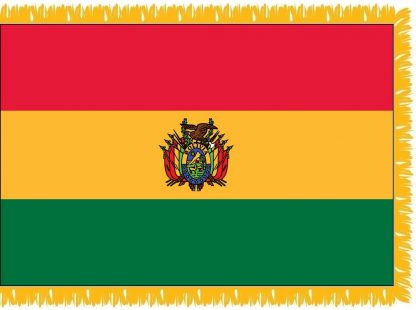 FWI-230-3X5BOLIVIA Bolivia with Seal 3' x 5' Indoor Flag with Pole Sleeve and Fringe-0