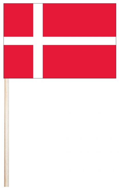 ECM-46-DENMARK Denmark 4'' x 6" Mtd Cotton Stick Flag-0