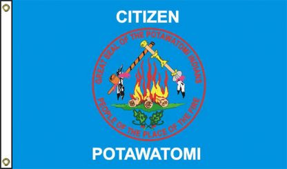 NAT-2x3-POTAWATOMI 2' x 3' Citizen Potawatomi Tribe Flag With Heading And Grommets-0