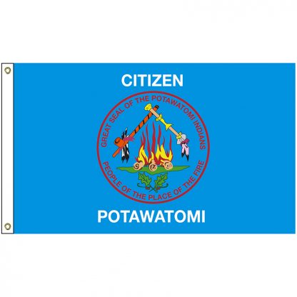 NAT-5x8-POTAWATOMI 5' x 8' Citizen Potawatomi Tribe Flag With Heading And Grommets-0
