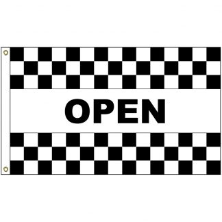 A-120202 Open 3' x 5' Black Checkered Flag with Heading and Grommets-0