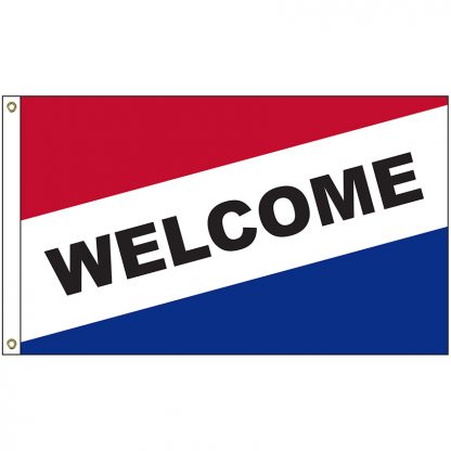 A-8000 Welcome 3' x 5' Diagonal Flag with Heading and Grommets-0