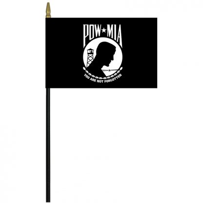 PWC-46 POW-MIA 4" x 6" Cotton Stick Flag-0
